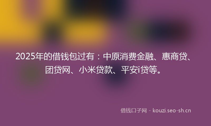 2025年的借钱包过有:中原消费金融、惠商贷、团贷网、小米贷款、平安i贷等。