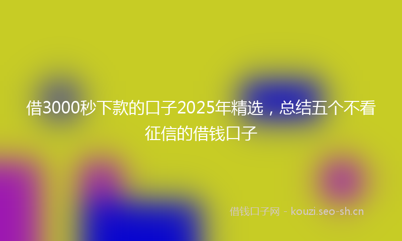 借3000秒下款的口子2025年精选，总结五个不看征信的借钱口子