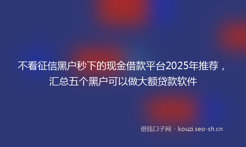 不看征信黑户秒下的现金借款平台2025年推荐，汇总五个黑户可以做大额贷款软件
