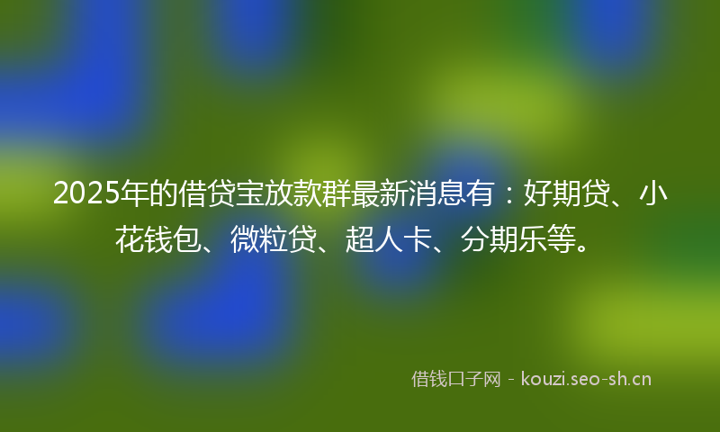 2025年的借贷宝放款群最新消息有:好期贷、小花钱包、微粒贷、超人卡、分期乐等。