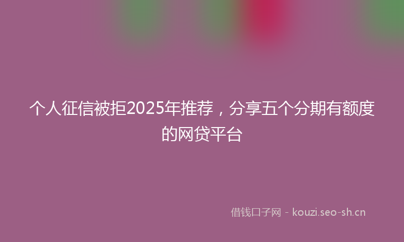 个人征信被拒2025年推荐，分享五个分期有额度的网贷平台