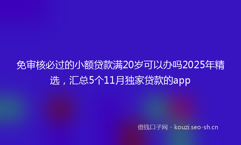 免审核必过的小额贷款满20岁可以办吗2025年精选，汇总5个11月独家贷款的app