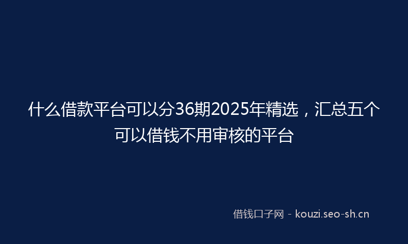 什么借款平台可以分36期2025年精选，汇总五个可以借钱不用审核的平台