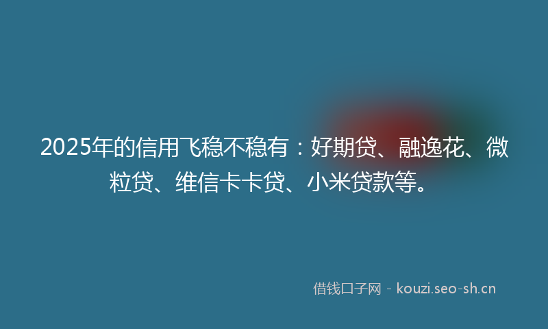 2025年的信用飞稳不稳有:好期贷、融逸花、微粒贷、维信卡卡贷、小米贷款等。