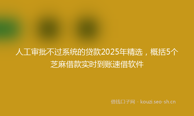 人工审批不过系统的贷款2025年精选，概括5个芝麻借款实时到账速借软件