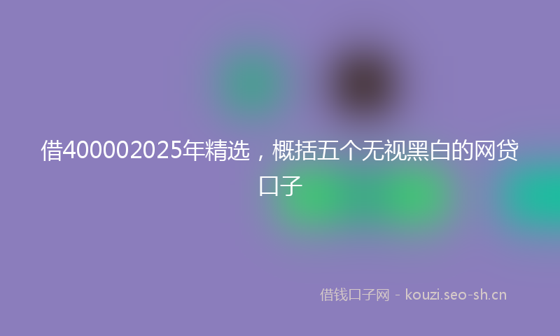 借400002025年精选，概括五个无视黑白的网贷口子