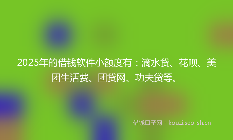 2025年的借钱软件小额度有:滴水贷、花呗、美团生活费、团贷网、功夫贷等。