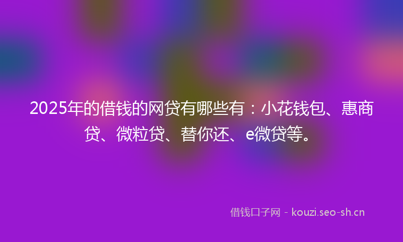 2025年的借钱的网贷有哪些有：小花钱包、惠商贷、微粒贷、替你还、e微贷等。