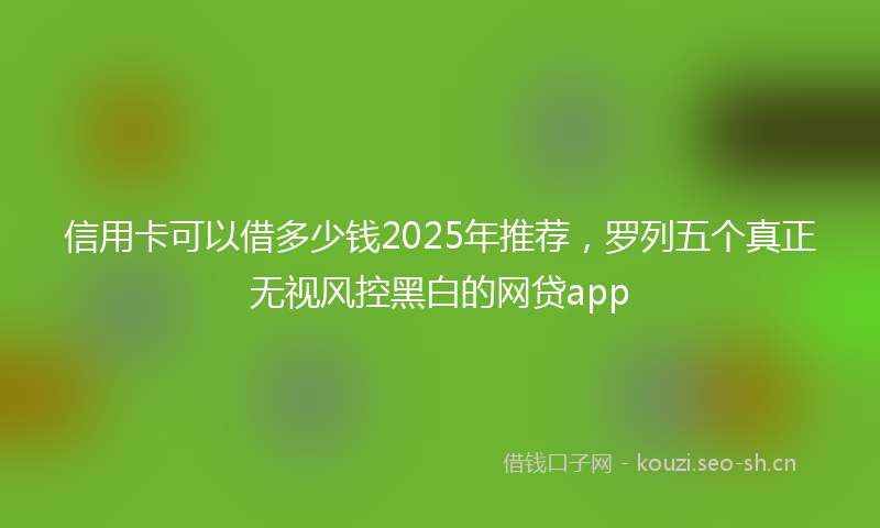 信用卡可以借多少钱2025年推荐,罗列五个真正无视风控黑白的网贷app