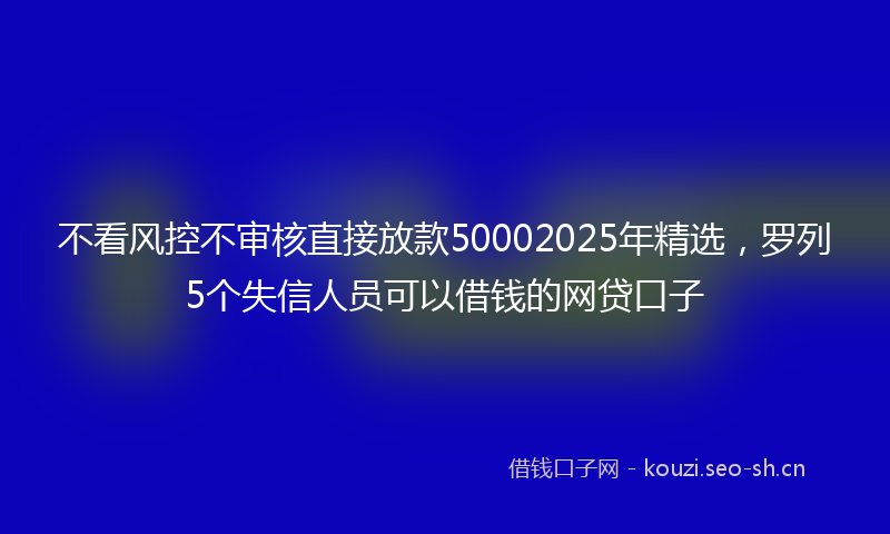 不看风控不审核直接放款50002025年精选，罗列5个失信人员可以借钱的网贷口子