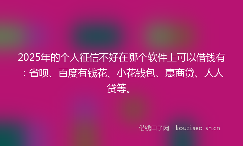 2025年的个人征信不好在哪个软件上可以借钱有：省呗、百度有钱花、小花钱包、惠商贷、人人贷等。