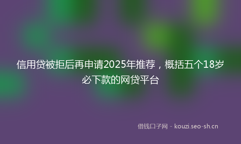 信用贷被拒后再申请2025年推荐,概括五个18岁必下款的网贷平台
