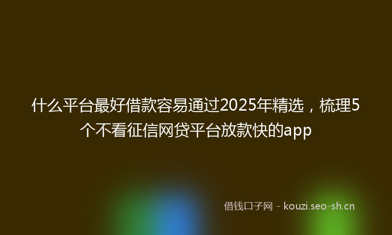 什么平台最好借款容易通过2025年精选，梳理5个不看征信网贷平台放款快的app