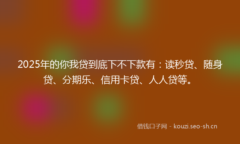 2025年的你我贷到底下不下款有：读秒贷、随身贷、分期乐、信用卡贷、人人贷等。