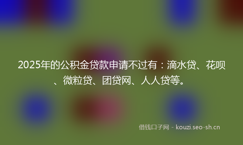 2025年的公积金贷款申请不过有：滴水贷、花呗、微粒贷、团贷网、人人贷等。
