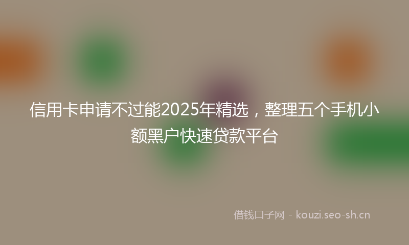 信用卡申请不过能2025年精选，整理五个手机小额黑户快速贷款平台