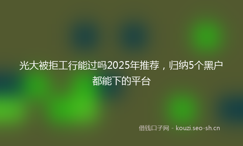 光大被拒工行能过吗2025年推荐，归纳5个黑户都能下的平台