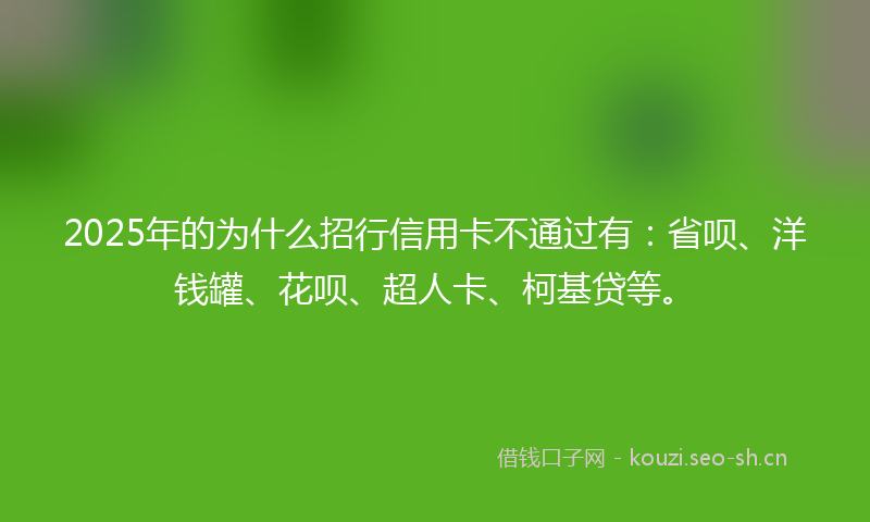 2025年的为什么招行信用卡不通过有：省呗、洋钱罐、花呗、超人卡、柯基贷等。