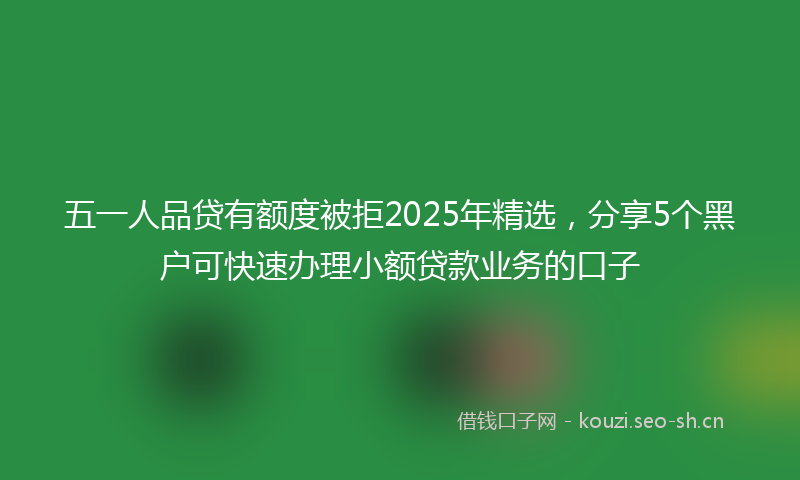 五一人品贷有额度被拒2025年精选，分享5个黑户可快速办理小额贷款业务的口子
