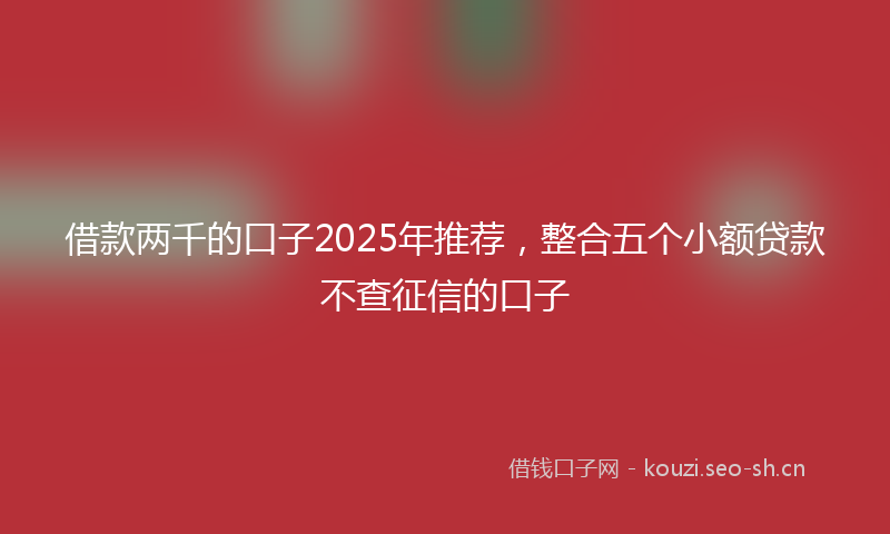 借款两千的口子2025年推荐，整合五个小额贷款不查征信的口子