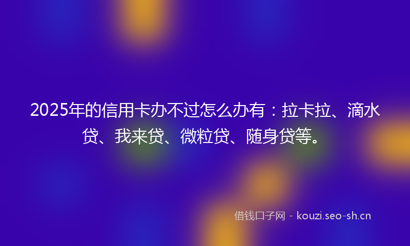 2025年的信用卡办不过怎么办有：拉卡拉、滴水贷、我来贷、微粒贷、随身贷等。