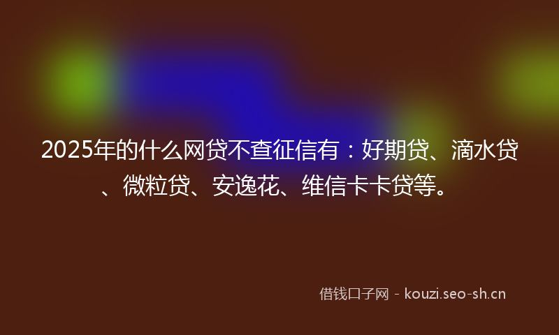 2025年的什么网贷不查征信有：好期贷、滴水贷、微粒贷、安逸花、维信卡卡贷等。
