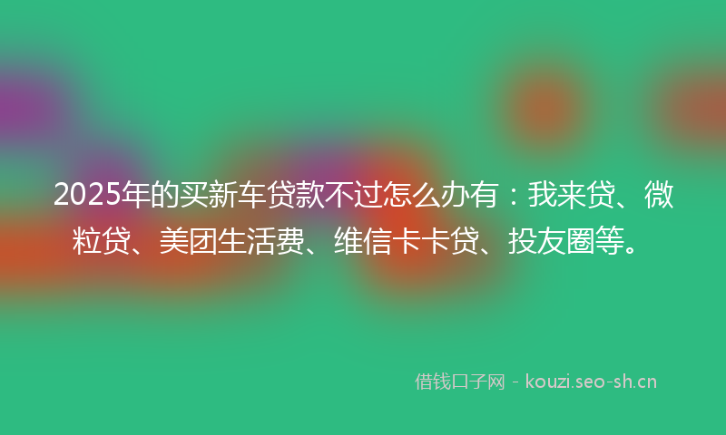 2025年的买新车贷款不过怎么办有：我来贷、微粒贷、美团生活费、维信卡卡贷、投友圈等。
