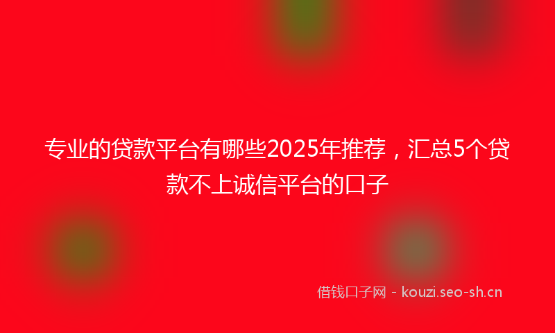 专业的贷款平台有哪些2025年推荐，汇总5个贷款不上诚信平台的口子