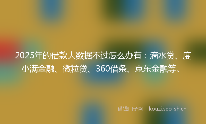 2025年的借款大数据不过怎么办有：滴水贷、度小满金融、微粒贷、360借条、京东金融等。