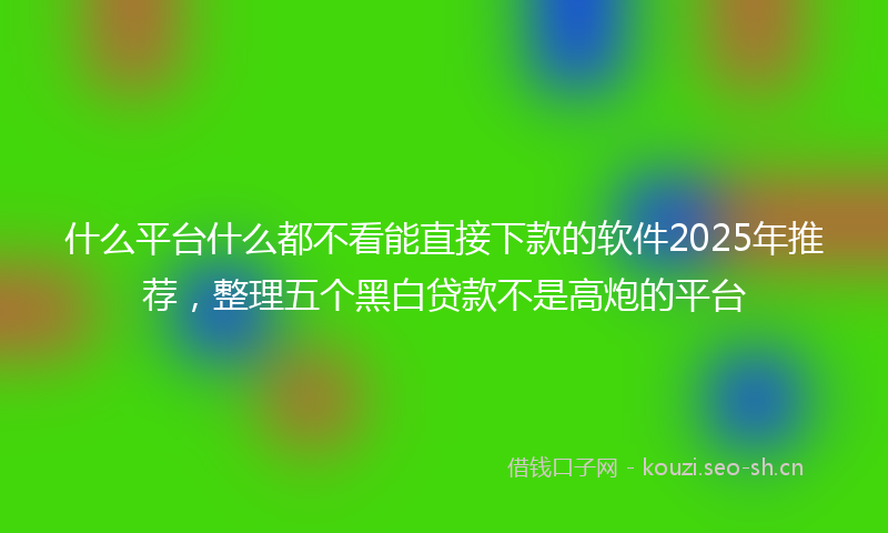 什么平台什么都不看能直接下款的软件2025年推荐，整理五个黑白贷款不是高炮的平台