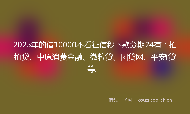 2025年的借10000不看征信秒下款分期24有：拍拍贷、中原消费金融、微粒贷、团贷网、平安i贷等。