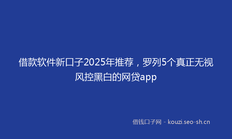 借款软件新口子2025年推荐，罗列5个真正无视风控黑白的网贷app