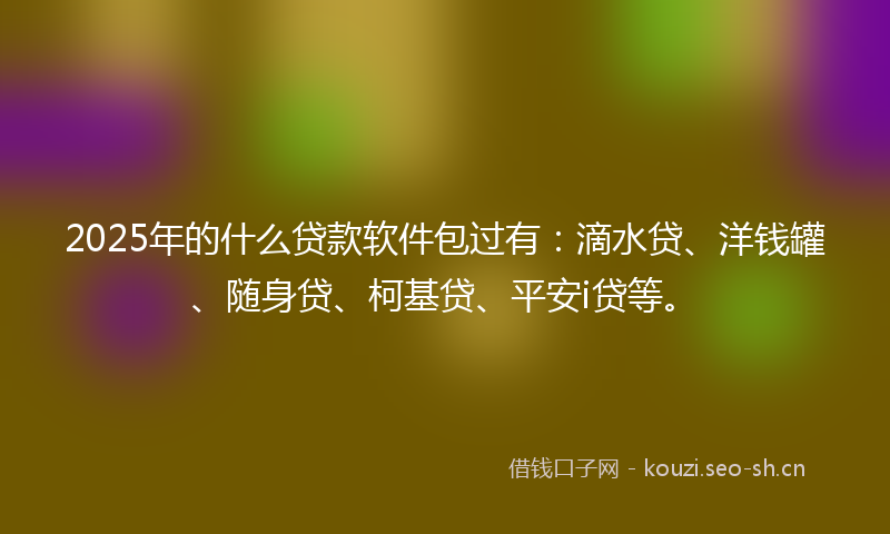 2025年的什么贷款软件包过有：滴水贷、洋钱罐、随身贷、柯基贷、平安i贷等。