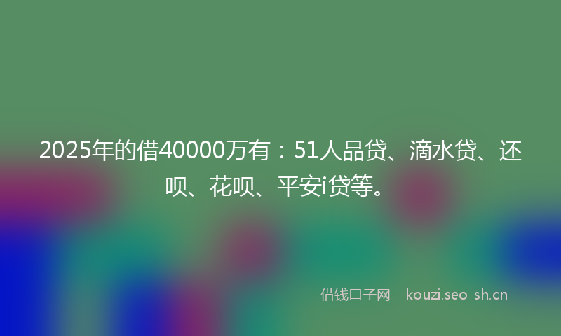 2025年的借40000万有：51人品贷、滴水贷、还呗、花呗、平安i贷等。