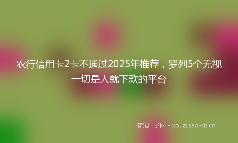 农行信用卡2卡不通过2025年推荐，罗列5个无视一切是人就下款的平台