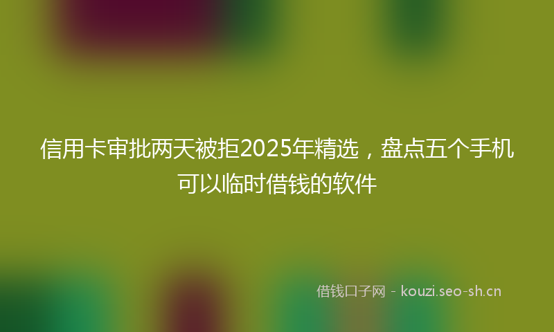 信用卡审批两天被拒2025年精选,盘点五个手机可以临时借钱的软件