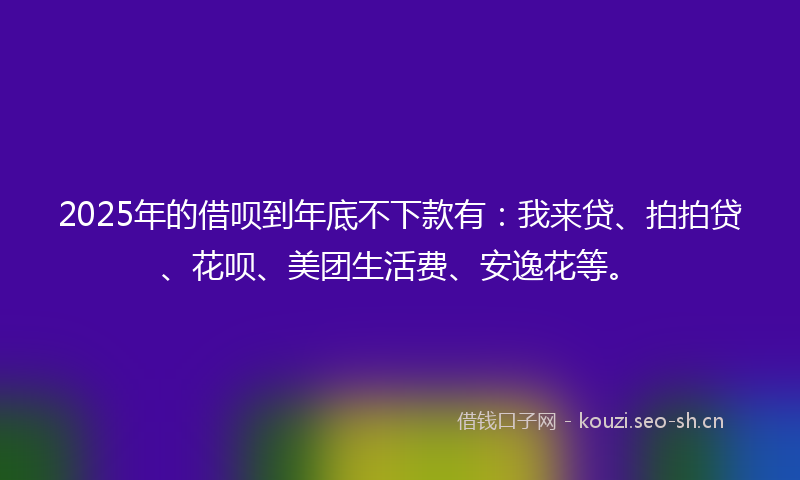 2025年的借呗到年底不下款有：我来贷、拍拍贷、花呗、美团生活费、安逸花等。