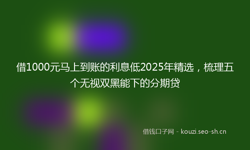 借1000元马上到账的利息低2025年精选，梳理五个无视双黑能下的分期贷