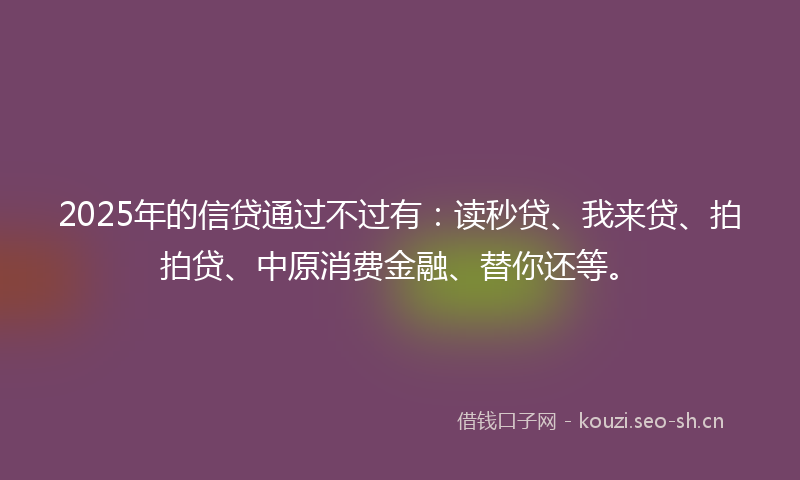 2025年的信贷通过不过有：读秒贷、我来贷、拍拍贷、中原消费金融、替你还等。