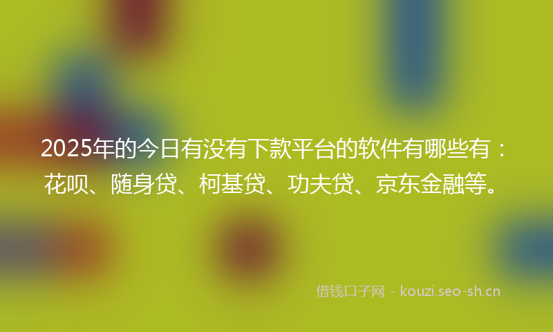 2025年的今日有没有下款平台的软件有哪些有：花呗、随身贷、柯基贷、功夫贷、京东金融等。
