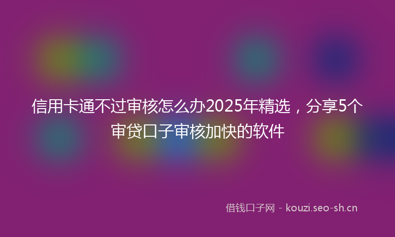 信用卡通不过审核怎么办2025年精选，分享5个审贷口子审核加快的软件