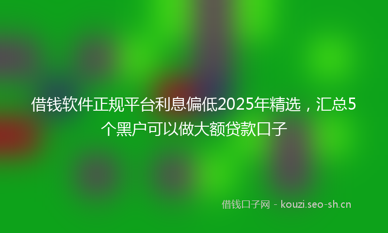 借钱软件正规平台利息偏低2025年精选，汇总5个黑户可以做大额贷款口子