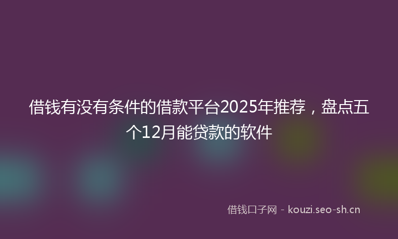 借钱有没有条件的借款平台2025年推荐，盘点五个12月能贷款的软件
