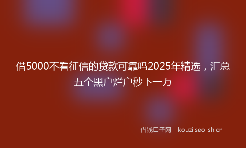 借5000不看征信的贷款可靠吗2025年精选，汇总五个黑户烂户秒下一万
