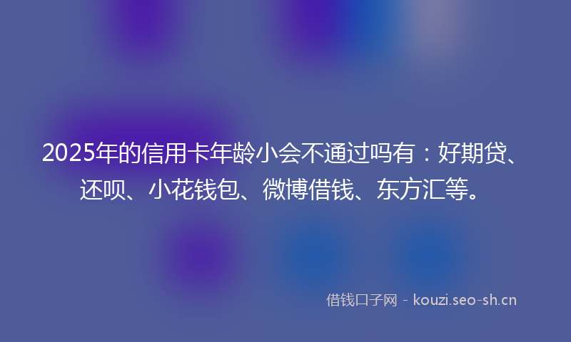 2025年的信用卡年龄小会不通过吗有：好期贷、还呗、小花钱包、微博借钱、东方汇等。
