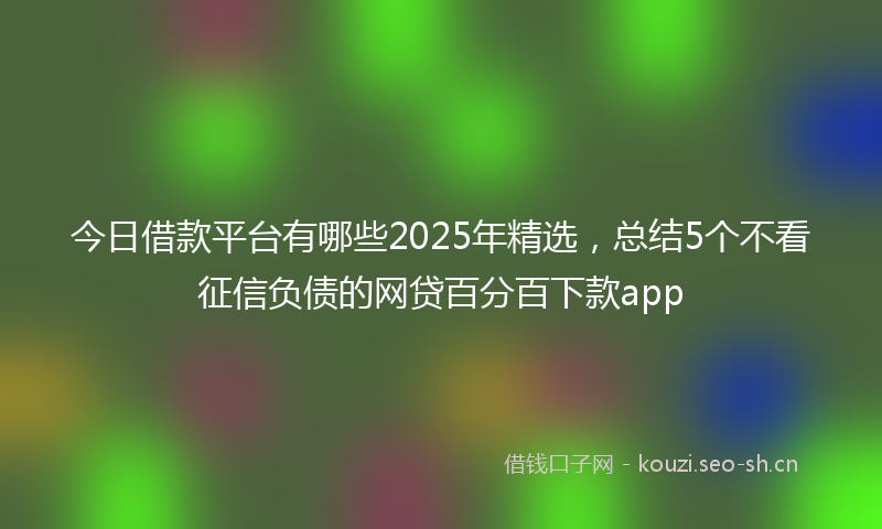 今日借款平台有哪些2025年精选，总结5个不看征信负债的网贷百分百下款app