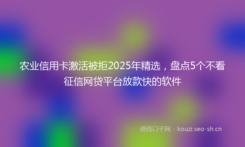 农业信用卡激活被拒2025年精选,盘点5个不看征信网贷平台放款快的软件