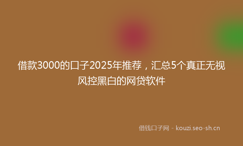 借款3000的口子2025年推荐，汇总5个真正无视风控黑白的网贷软件