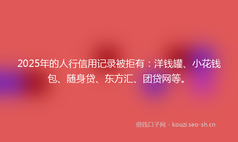 2025年的人行信用记录被拒有：洋钱罐、小花钱包、随身贷、东方汇、团贷网等。