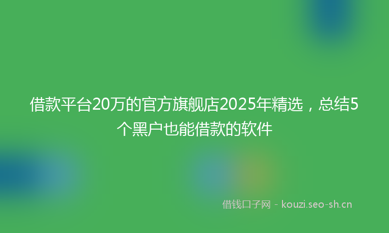 借款平台20万的官方旗舰店2025年精选，总结5个黑户也能借款的软件